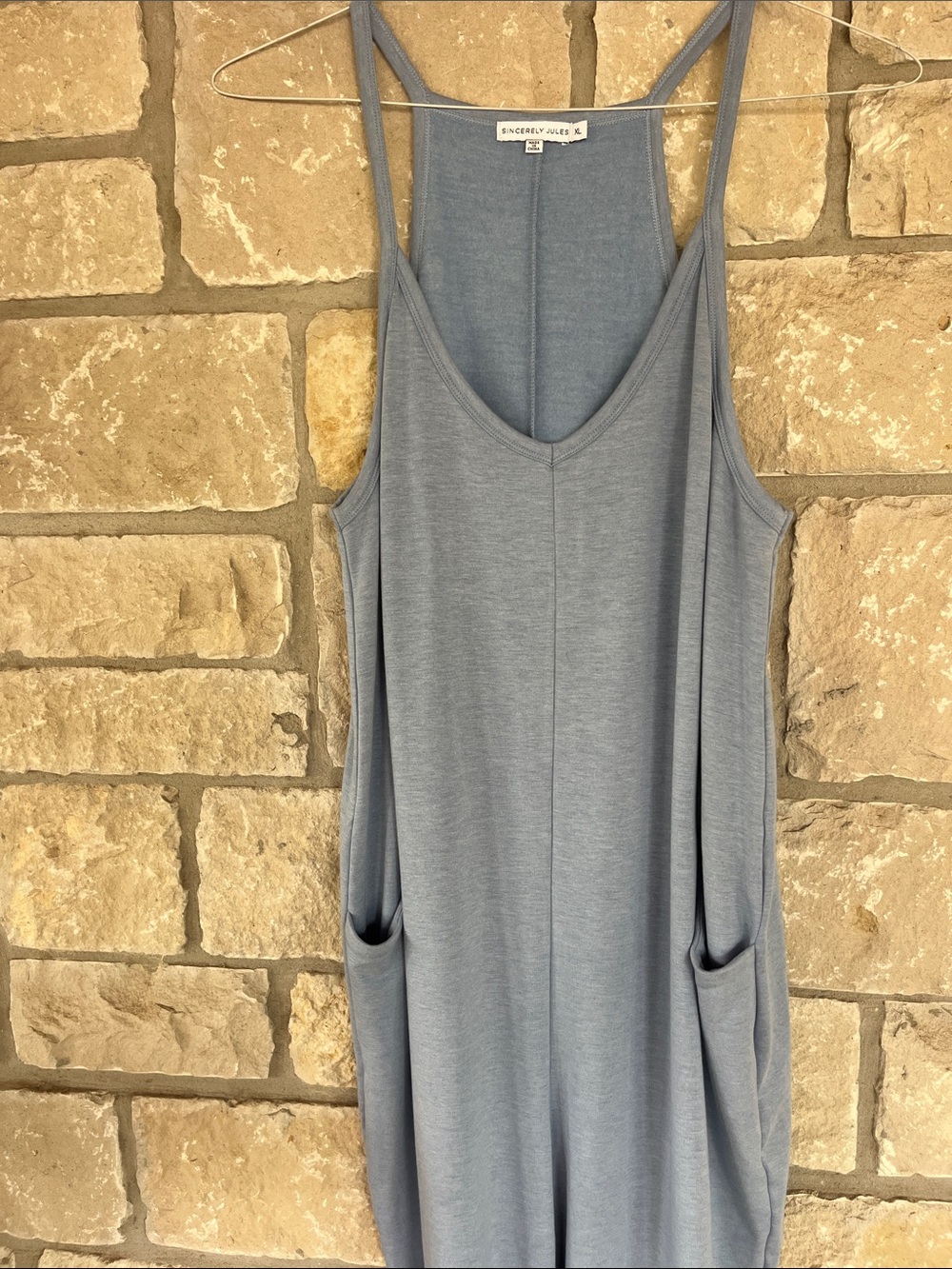 Blue Sleeveless Jumpsuit with Pockets